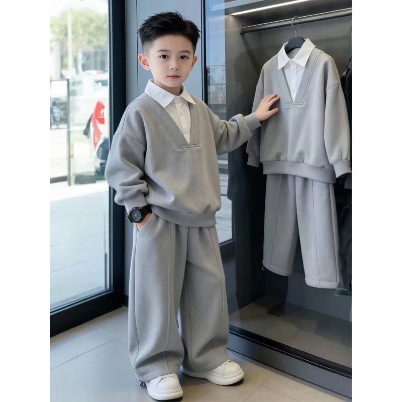 Boys 2026 Western-Style Two-Piece Spring & Autumn Suit – Spring Autumn Kids Fashion Nepal | Tudoholic