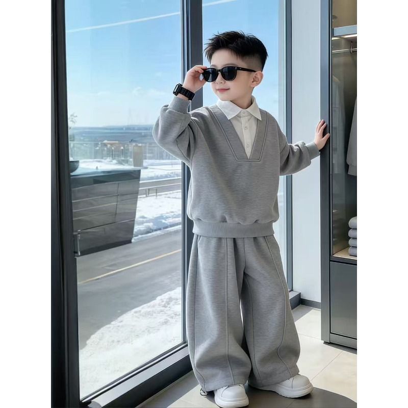 Boys 2026 Western-Style Two-Piece Spring & Autumn Suit – Spring Autumn Kids Fashion Nepal | Tudoholic