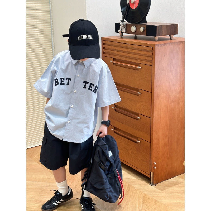 Boys Summer 2026 Short Sleeve Shirt & Shorts Suit – Summer Kids Fashion Nepal | Tudoholic