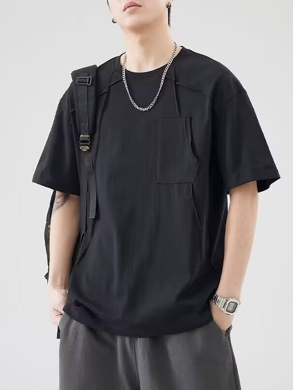 Pocket Splicing Loose Casual Summer T-Shirt