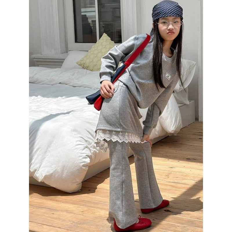Girls 2026 Korean-Style Sweater & Flared Pants Set – Kids Fashion Nepal | Tudoholic