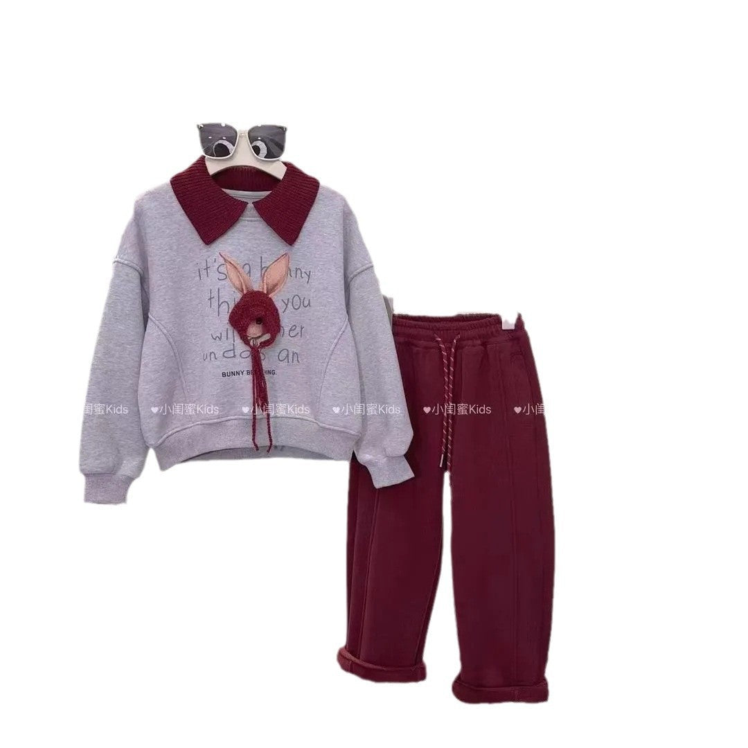 Girls 2024 Autumn-Winter Fleece Two-Piece Set – Winter Kids Fashion Nepal | Tudoholic