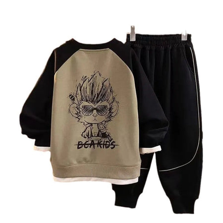 Boys 2025 Korean-Style Autumn Sports Two-Piece Set – Spring Autumn Kids Fashion Nepal | Tudoholic