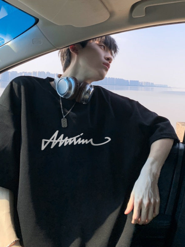 Heavy Cotton Letter Print Summer T-Shirt