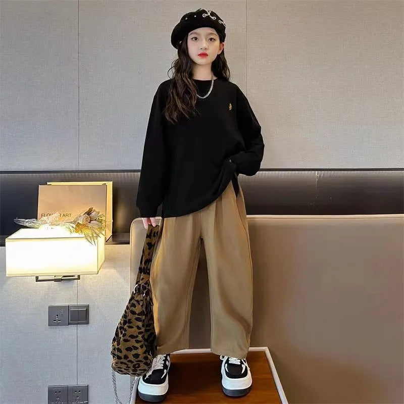 Girls 2024 Autumn Sweetshirt Two-Piece Sports Set – Spring Autumn Kids Fashion Nepal | Tudoholic