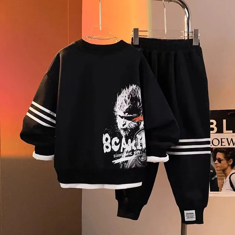 Boys 2024 Korean-Style Autumn Two-Piece Set – Spring Autumn Kids Fashion Nepal | Tudoholic