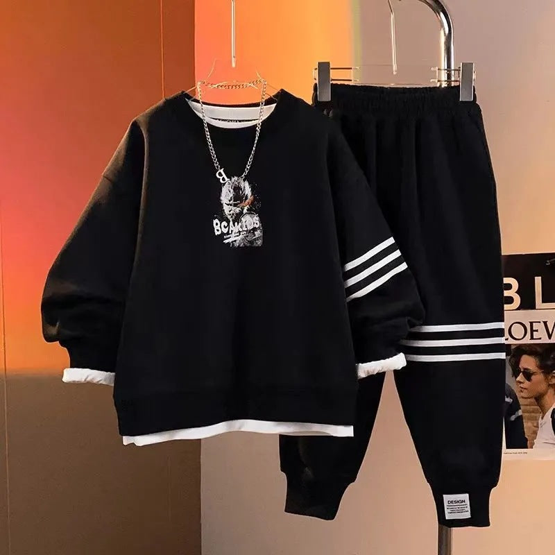 Boys 2024 Korean-Style Autumn Two-Piece Set – Spring Autumn Kids Fashion Nepal | Tudoholic