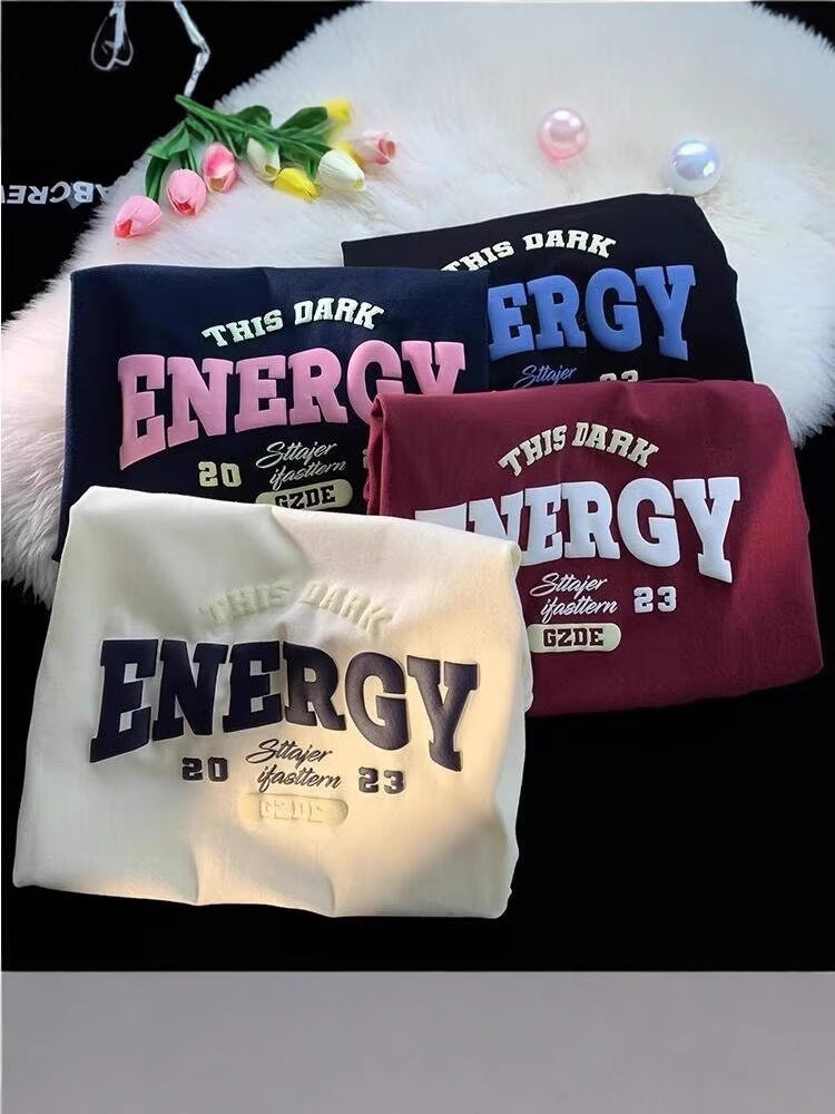 Wine Red Oversized Letter Print Cotton T-Shirt