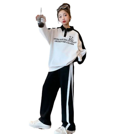 Girls 2024 Spring-Autumn Polo & Wide-Leg Pants Set – Spring Autumn Kids Fashion Nepal | Tudoholic