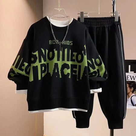 Boys 2024 Korean-Style Autumn Sports Two-Piece Set – Spring Autumn Kids Fashion Nepal | Tudoholic
