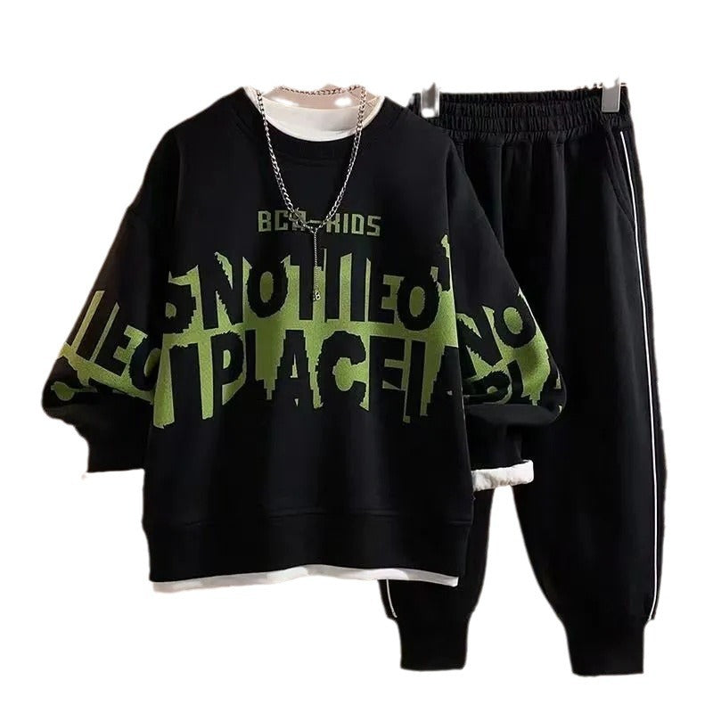Boys 2024 Korean-Style Autumn Sports Two-Piece Set – Spring Autumn Kids Fashion Nepal | Tudoholic