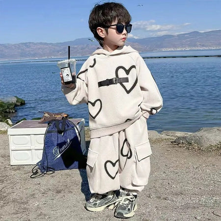 Boys 2024 Korean-Style Autumn Street Two-Piece Set – Spring Autumn Kids Fashion Nepal | Tudoholic