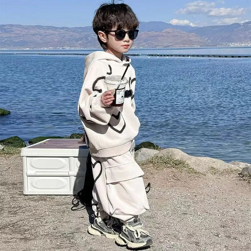 Boys 2024 Korean-Style Autumn Street Two-Piece Set – Spring Autumn Kids Fashion Nepal | Tudoholic