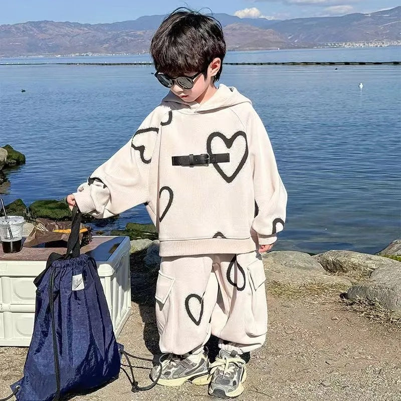 Boys 2024 Korean-Style Autumn Street Two-Piece Set – Spring Autumn Kids Fashion Nepal | Tudoholic