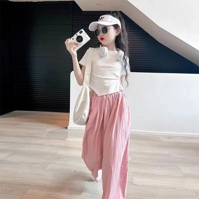 Girls 2024 Summer Stylish Two-Piece Dress Set – Summer Kids Fashion Nepal | Tudoholic