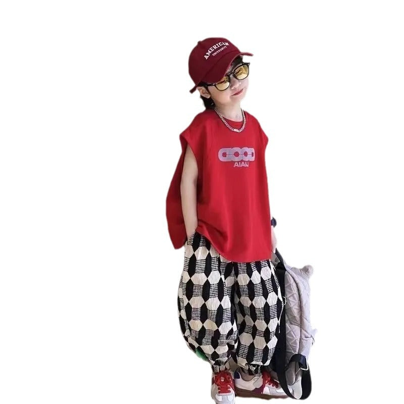 Boys 2024 Summer Cotton Vest Two-Piece Set – Summer Kids Fashion Nepal | Tudoholic