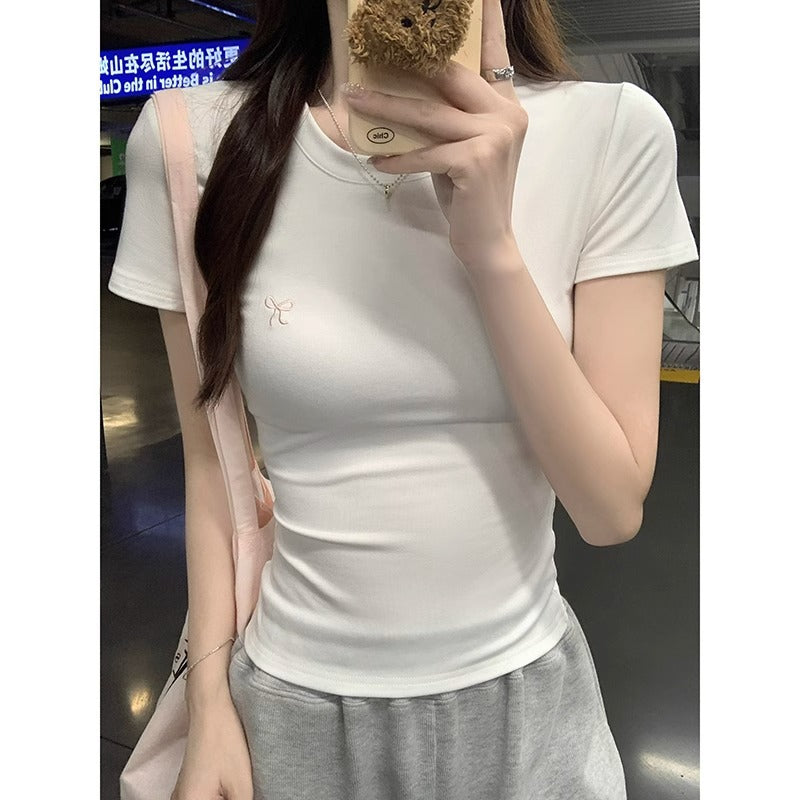 Trendy Slim Fit Short Sleeve T-Shirt for Women 2026