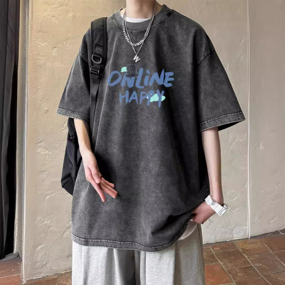 Washed Distressed Heavy Retro Summer T-Shirt