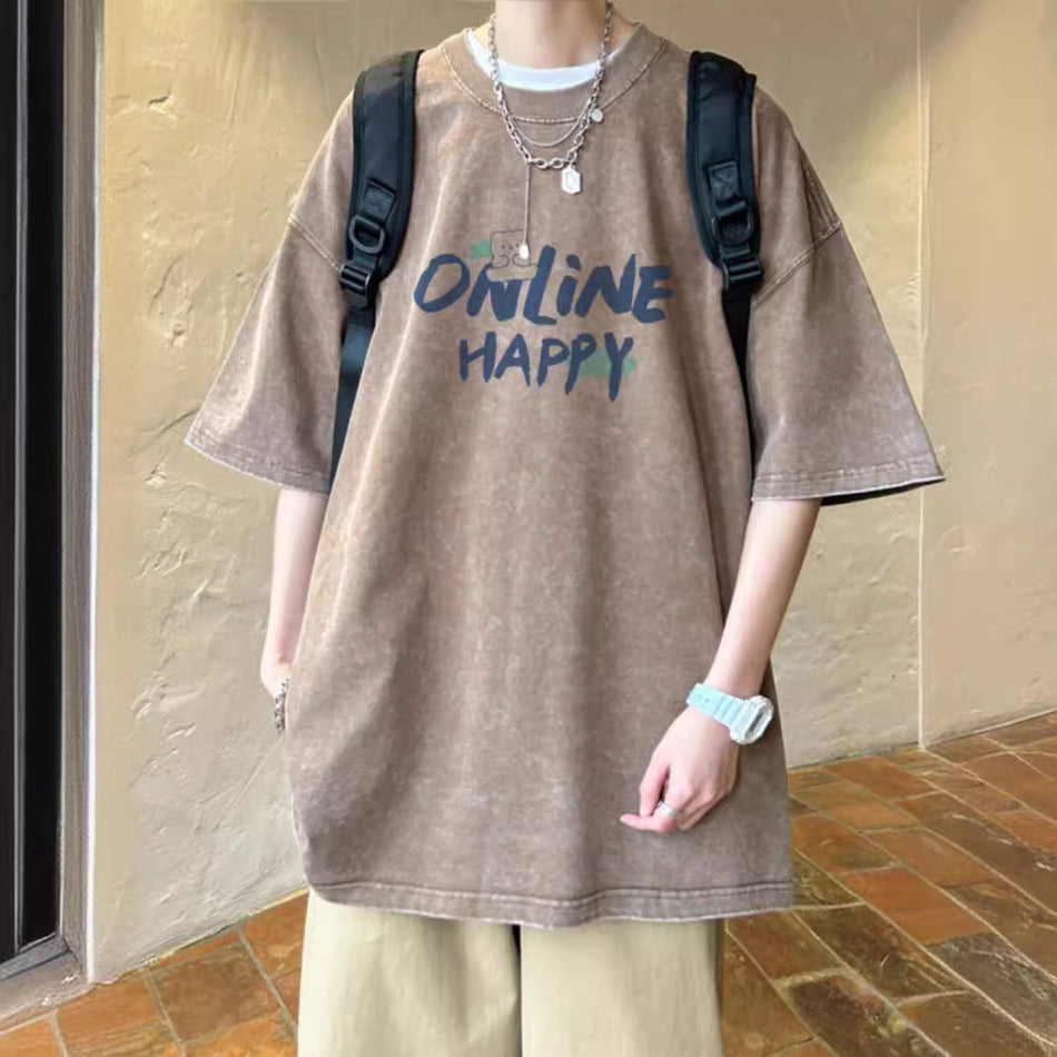 Washed Distressed Heavy Retro Summer T-Shirt
