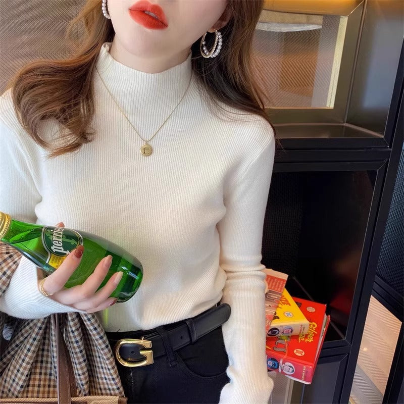 Thick Knit Half Turtleneck Top for Women Winter