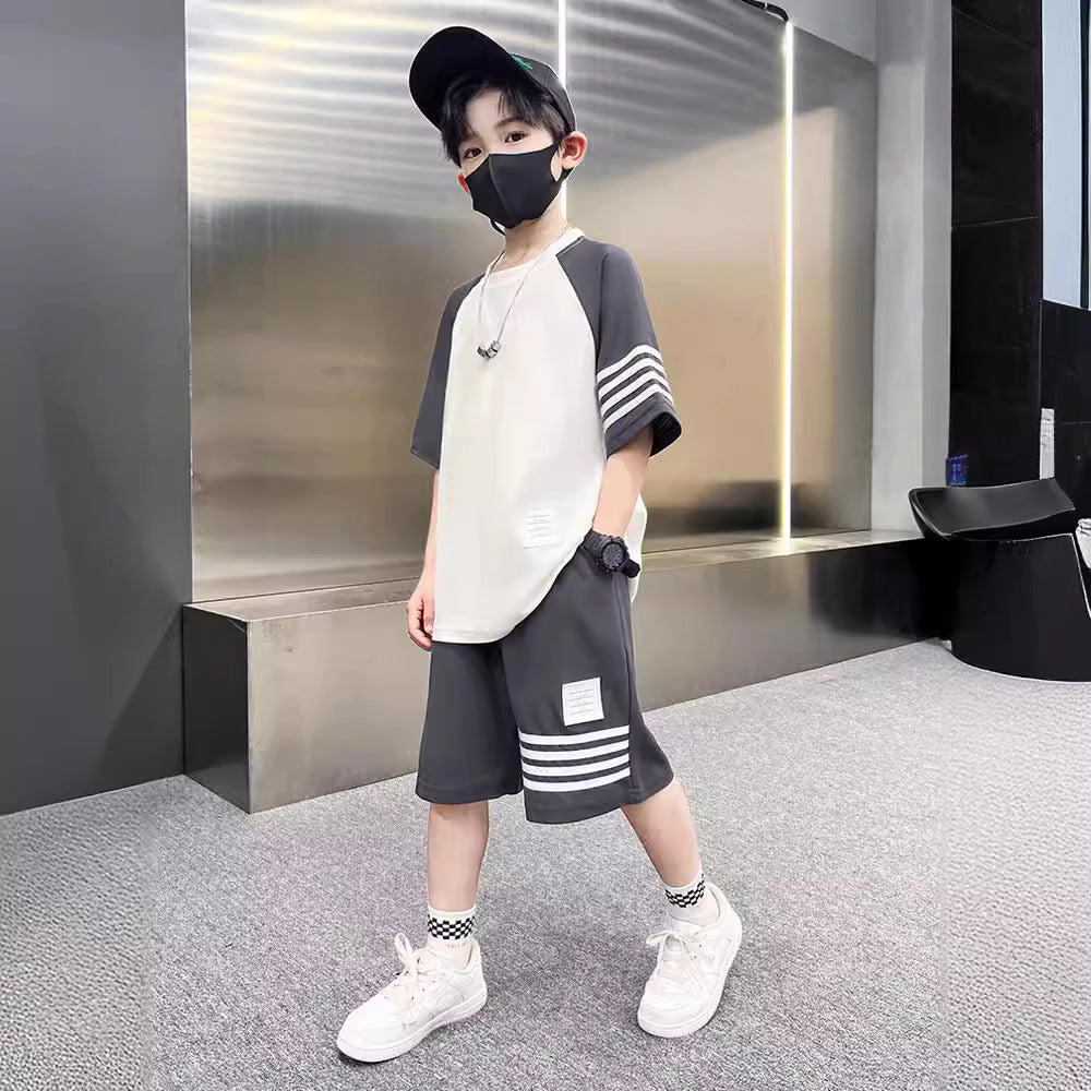 Boys 2024 Summer Short-Sleeved Sports Two-Piece Set – Summer Kids Fashion Nepal | Tudoholic