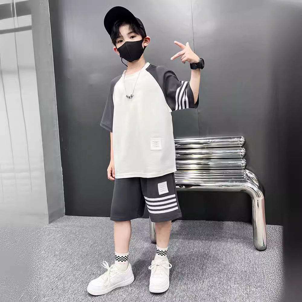 Boys 2024 Summer Short-Sleeved Sports Two-Piece Set – Summer Kids Fashion Nepal | Tudoholic
