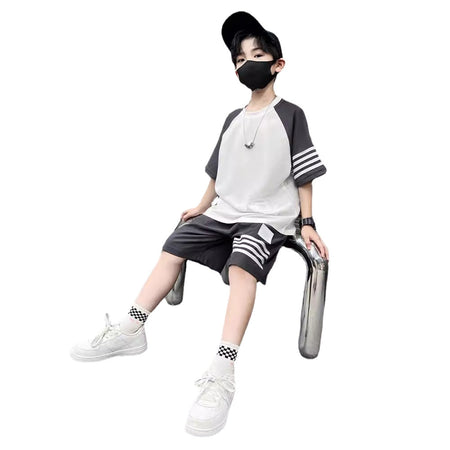 Boys 2024 Summer Short-Sleeved Sports Two-Piece Set – Summer Kids Fashion Nepal | Tudoholic