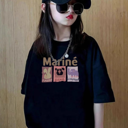 Girls 2024 Summer Cotton Short-Sleeved Loose Top – Summer Kids Fashion Nepal | Tudoholic