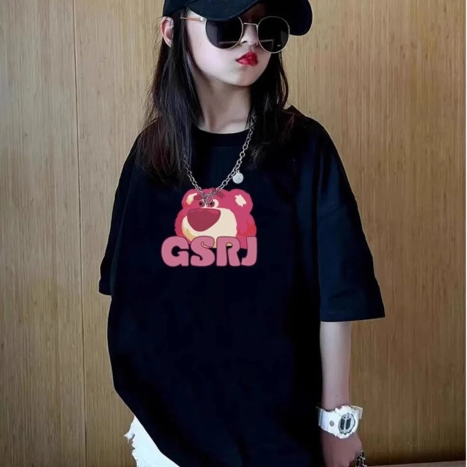 Girls 2024 Summer Cotton Short-Sleeved Loose Top – Summer Kids Fashion Nepal | Tudoholic