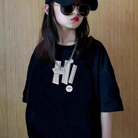 Girls 2024 Summer Cotton Short-Sleeved Loose Top – Summer Kids Fashion Nepal | Tudoholic