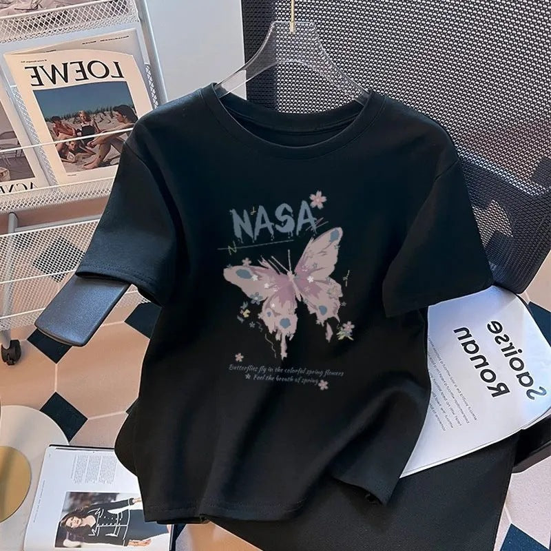Girls 2025 Summer Cotton White Short-Sleeved T-Shirt – Summer Kids Fashion Nepal | Tudoholic