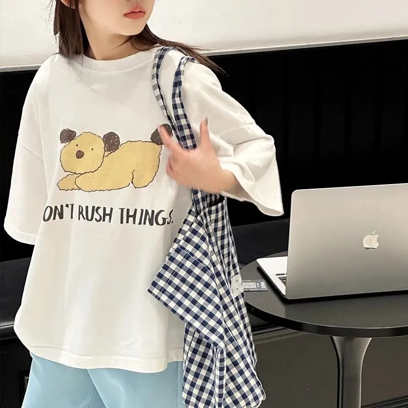 Girls 2025 Summer Cartoon Cotton Short-Sleeve Top – Summer Kids Fashion Nepal | Tudoholic