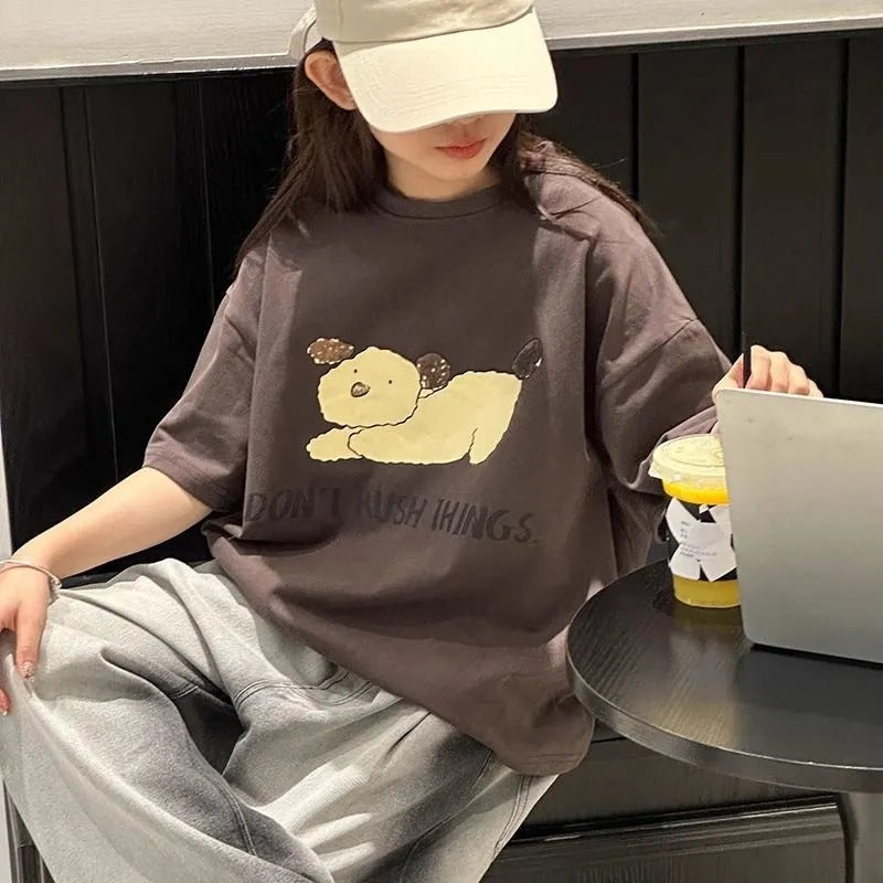 Girls 2025 Summer Cartoon Cotton Short-Sleeve Top – Summer Kids Fashion Nepal | Tudoholic