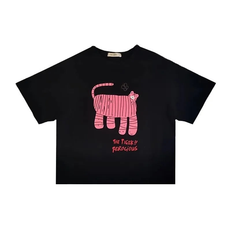 Girls 2025 Summer Cartoon Cotton Loose T-Shirt – Summer Kids Fashion Nepal | Tudoholic