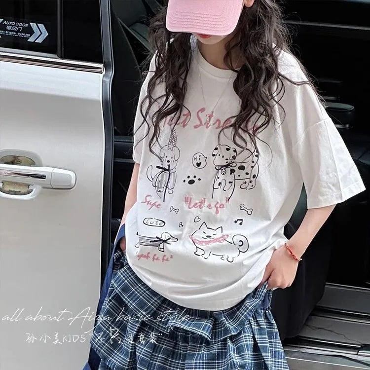 Girls 2025 Korean-Style Cartoon Summer T-Shirt – Summer Kids Fashion Nepal | Tudoholic
