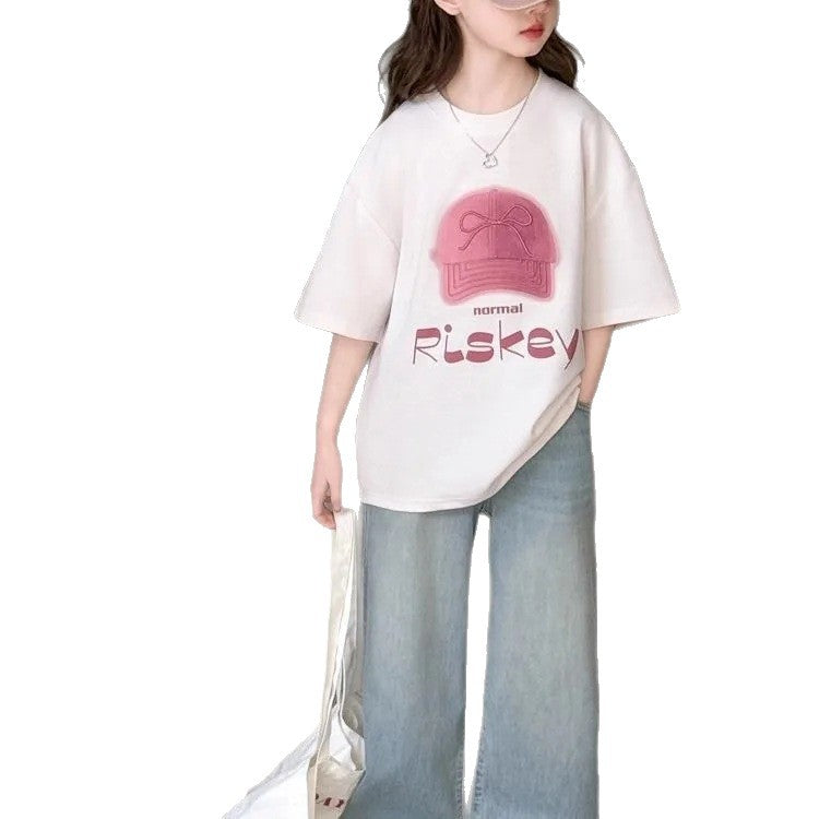 Girls 2025 Summer Cotton Printed Half-Sleeve Top – Summer Kids Fashion Nepal | Tudoholic