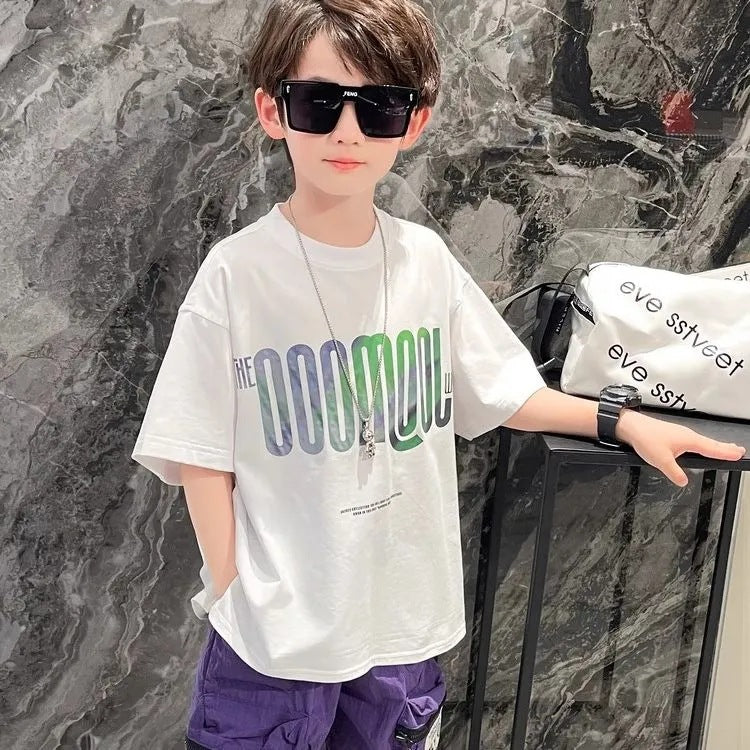 Boys 2025 Summer Cotton Short-Sleeved T-Shirt – Summer Kids Fashion Nepal | Tudoholic