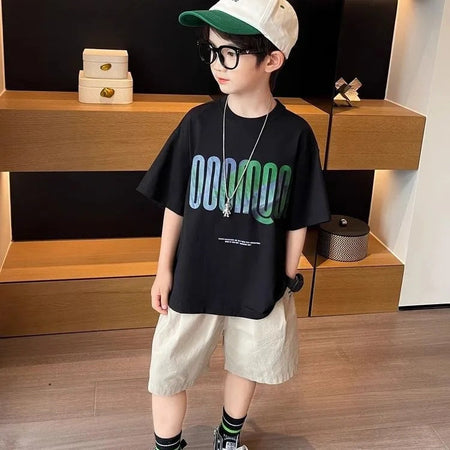 Boys 2025 Summer Cotton Short-Sleeved T-Shirt – Summer Kids Fashion Nepal | Tudoholic