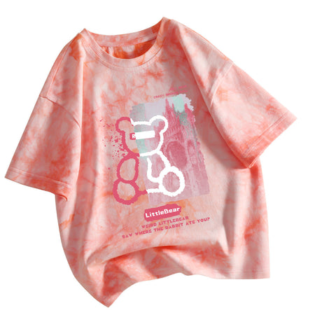 Girls 2024 Summer Korean-Style Tie-Dye T-Shirt – Summer Kids Fashion Nepal | Tudoholic