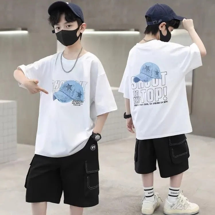 Boys 2025 Summer Cotton Short-Sleeved T-Shirt – Summer Kids Fashion Nepal | Tudoholic