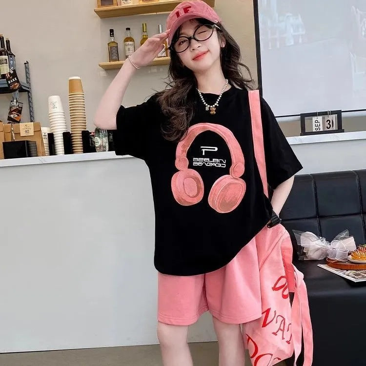 Girls 2025 Summer Cotton Short-Sleeved Loose Top – Summer Kids Fashion Nepal | Tudoholic