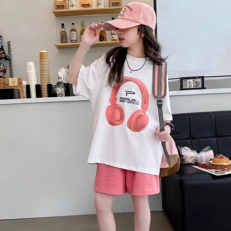 Girls 2025 Summer Cotton Short-Sleeved Loose Top – Summer Kids Fashion Nepal | Tudoholic