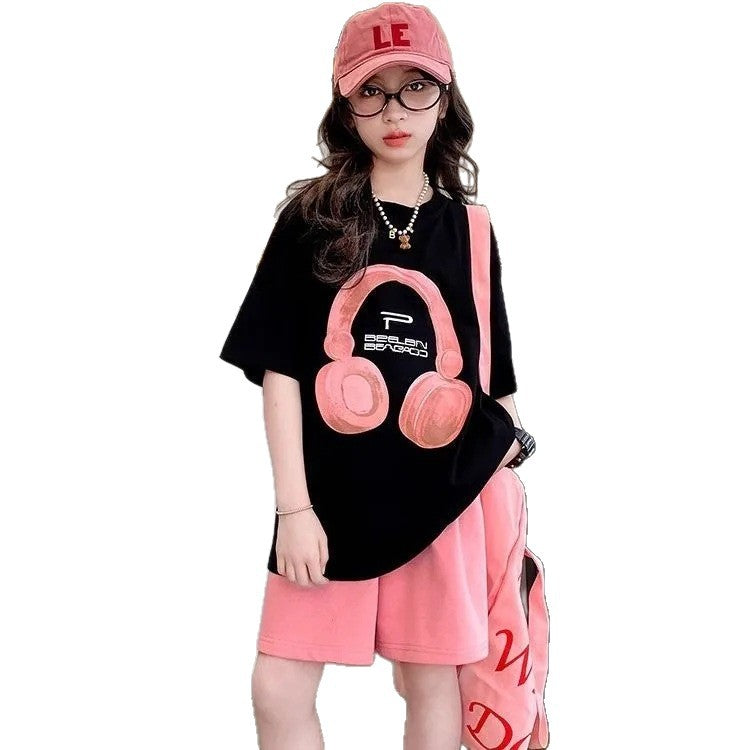 Girls 2025 Summer Cotton Short-Sleeved Loose Top – Summer Kids Fashion Nepal | Tudoholic