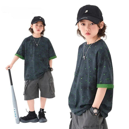 Boys 2026 Summer Korean-Style Cotton Short-Sleeve Top – Summer Kids Fashion Nepal | Tudoholic