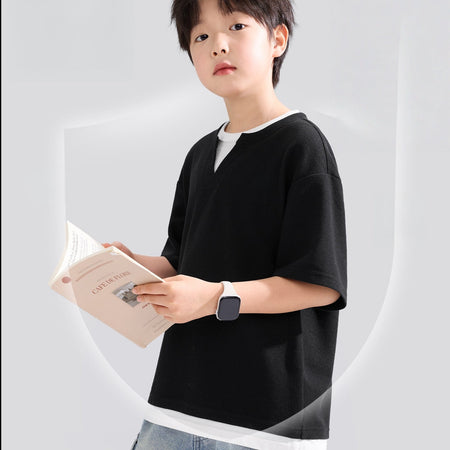 Boys’ Waffle T-Shirt 2026 – Fake Two-Piece Half Sleeve – Kids Fashion Nepal | Tudoholic
