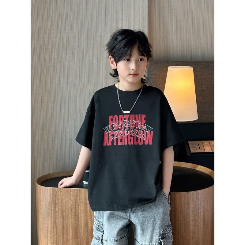 Boys’ Casual Cotton T-Shirt 2026 – Trendy Letter Print – Kids Fashion Nepal | Tudoholic