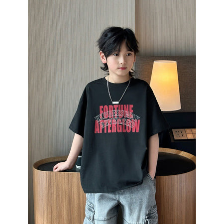 Boys’ Casual Cotton T-Shirt 2026 – Trendy Letter Print – Kids Fashion Nepal | Tudoholic