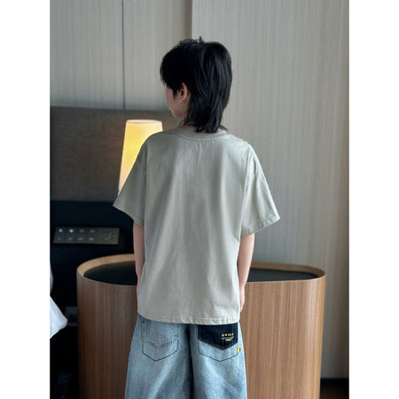 Boys’ Casual Cotton T-Shirt 2026 – Trendy Letter Print – Kids Fashion Nepal | Tudoholic