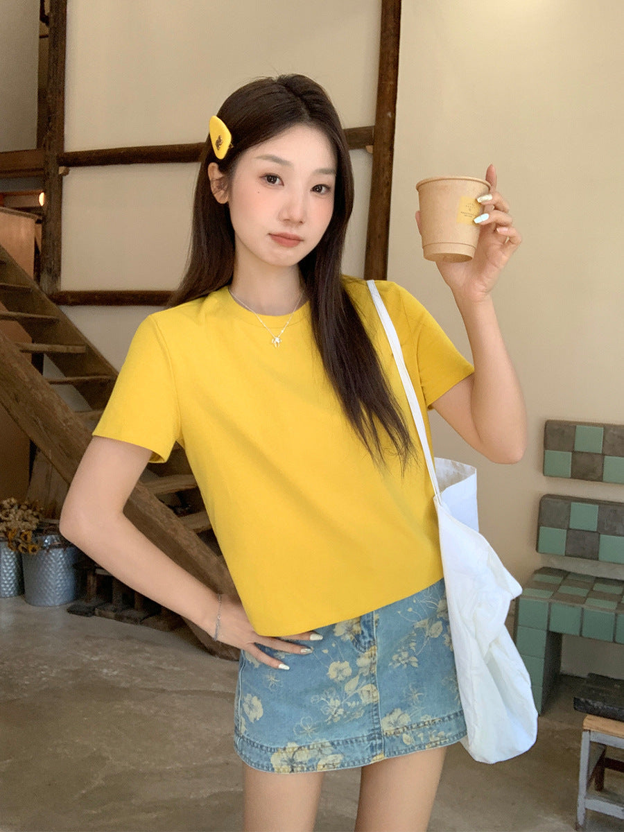 Women Yellow Pullover T-Shirt 2026 Loose Casual Top