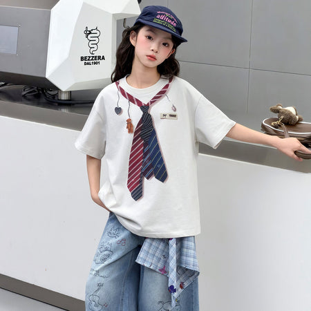 Girls’ Summer Cotton T-Shirt 2026 – College Style Top – Summer Kids Fashion Nepal | Tudoholic